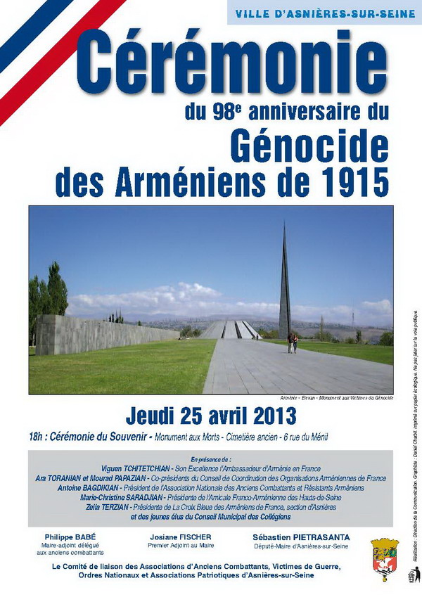 Commémoration du génocide des arméniens 2013 à Asnières-sur-Seine