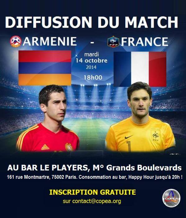 COPEA propose de voir le match Armenie-France