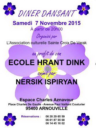 Diner Dansant au profit de l'Ecole Hrant DINK