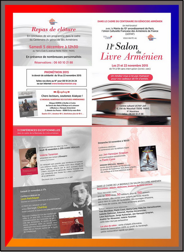 Salon du livre arménien les 21 et 22 novembre 2015