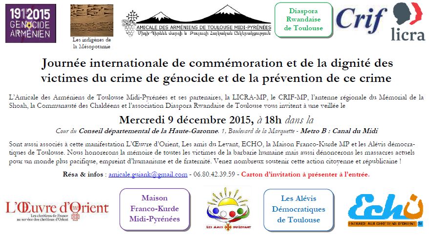 Journee Internationale du Génocide à Toulouse ce 9 décembre 2015