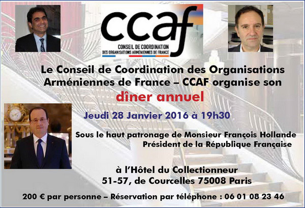 Dîner annuel du CCAF ce 28 janvier 2016 à l’hôtel du collectionneur à PARIS