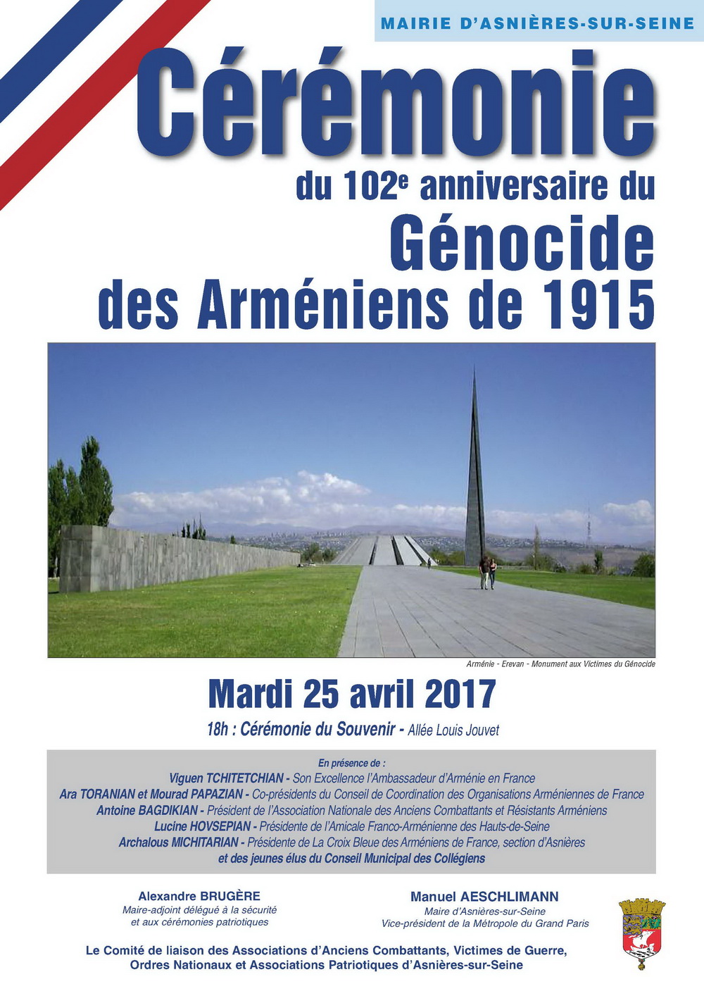 Commémoration du 102ème anniversaire du génocide des arméniens 2017 à Asnières-sur-Seine