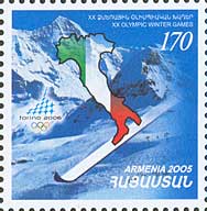 Série de deux timbres consacrés au XXème Jeux Olympiques d’hiver de Turin (Italie)