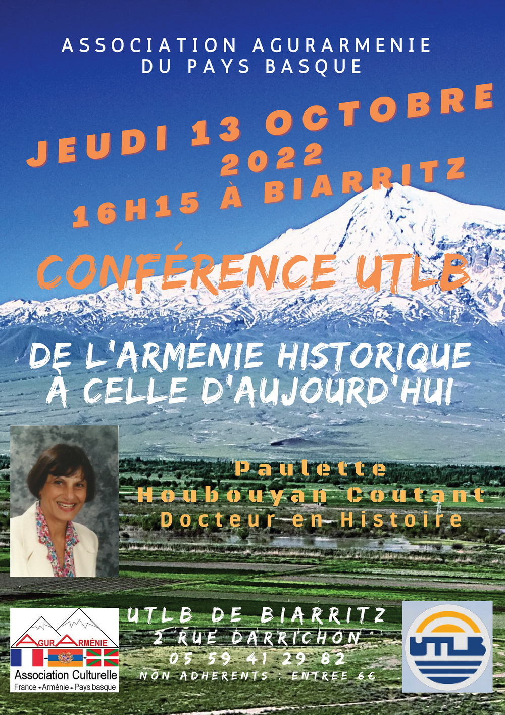 Conférence présentée par Mme Paulette HOUBOUYAN-COUTANT ce Jeudi 13 octobre 2022 sur l'Arménie