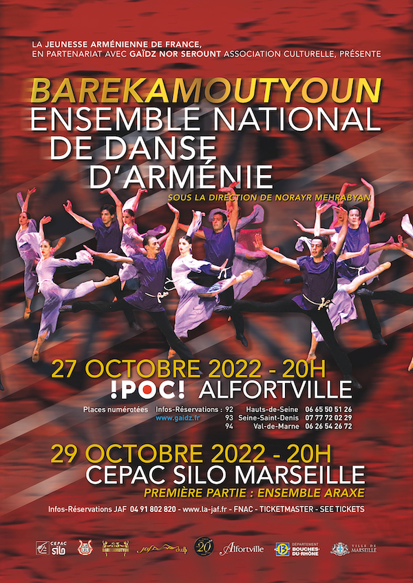 Ballet National d'Arménie « Barékamoutyoun » 29 octobre 2022 sur la scène du CEPAC-Silo