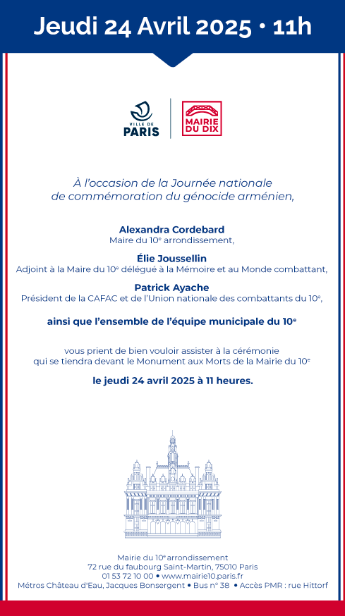 Jeudi 24 Avril à 11h00 : Commémoration du génocide des arméniens à ...