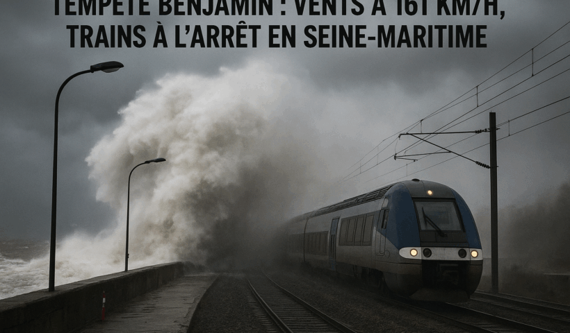 Benjamin secoue la Seine-Maritime : rafales record et trafic ferroviaire perturbé