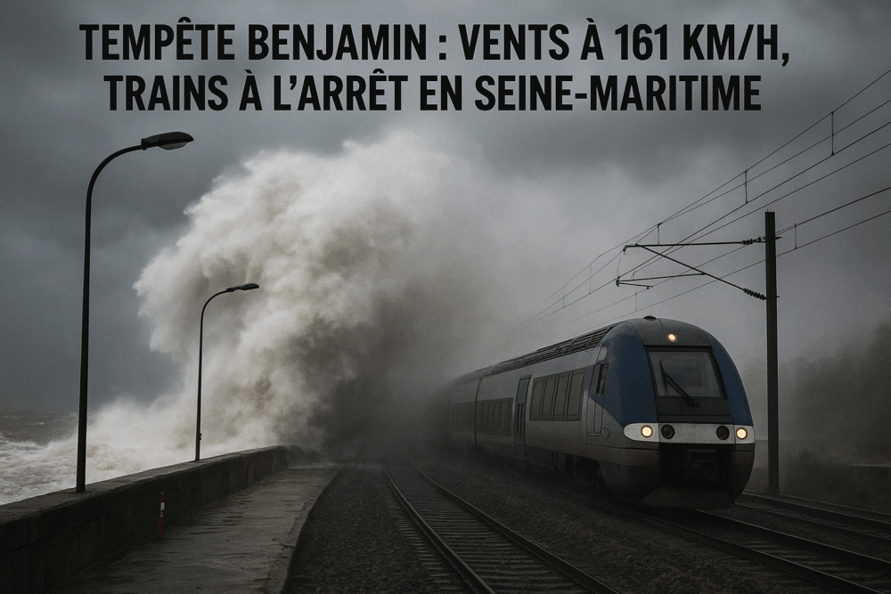 Benjamin secoue la Seine-Maritime : rafales record et trafic ferroviaire perturbé