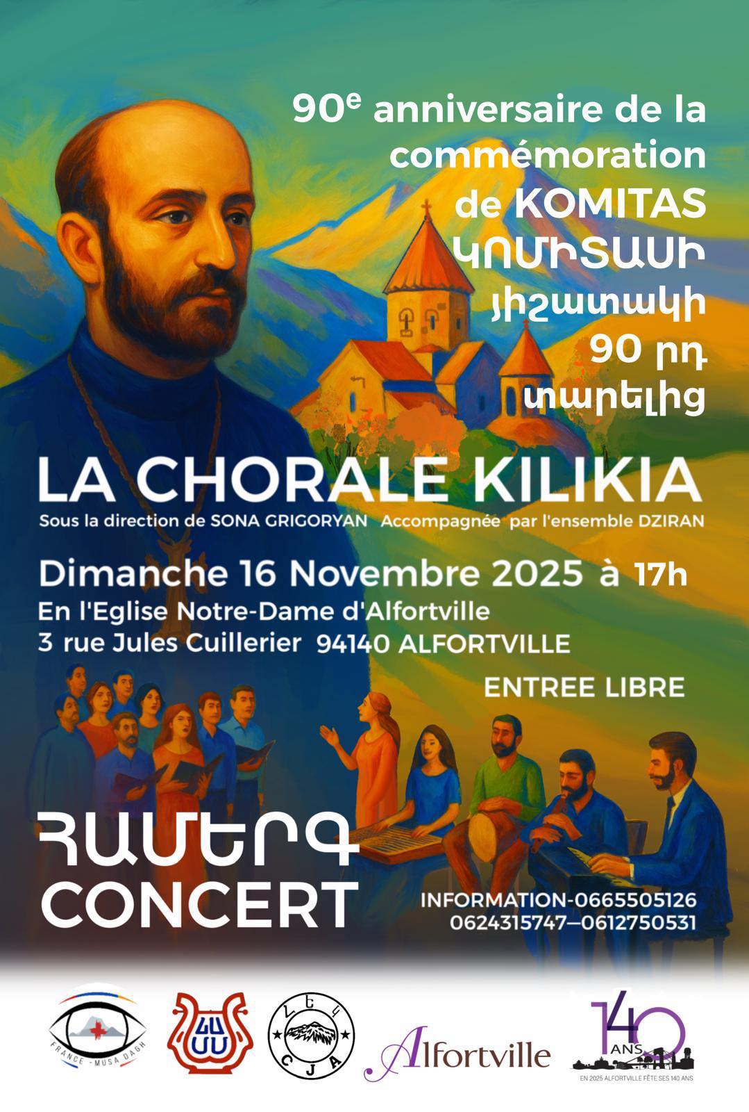 Commémoration émouvante : Concert en hommage à KOMITAS le 16 novembre 2025 à l'église Notre Dame d'Alfortville, dirigé par Sona Grigoryan