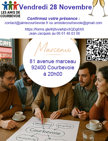 Rendez-vous ce vendredi 28 novembre 20h00 pour l'afterwork des "Amis de Courbevoie" au très chic Restaurant Lounge “Marceau” au 81 avenue Marceau à Courbevoie