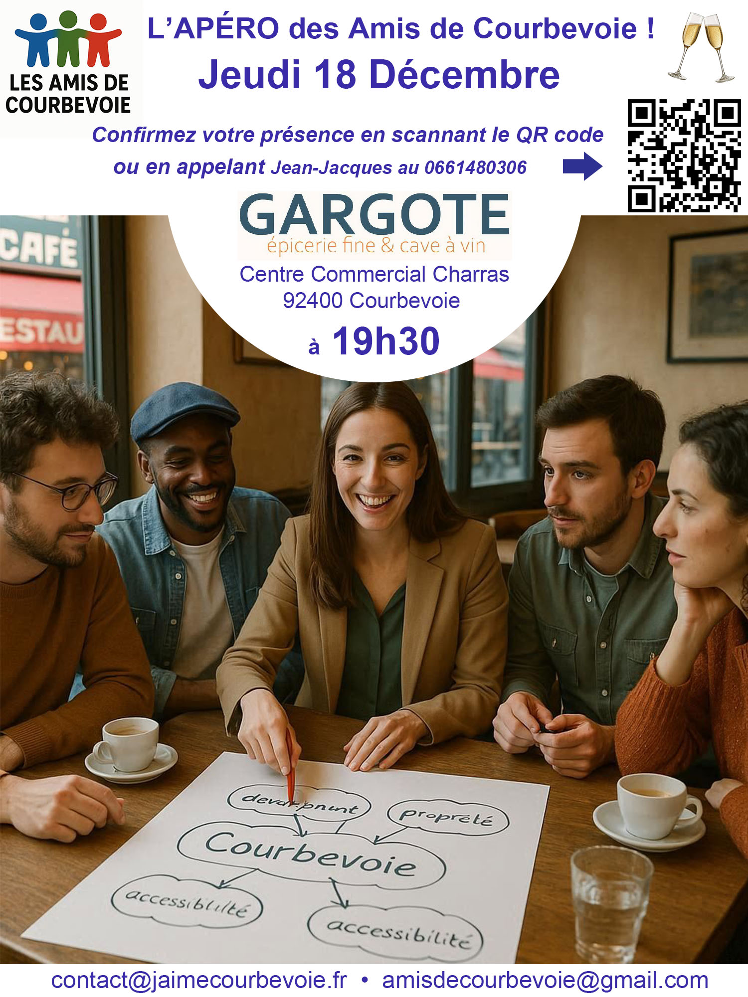 L'APÉRO des Amis de Courbevoie ce jeudi 18 décembre à la Gargote du Centre Commercial Charras à 19h30