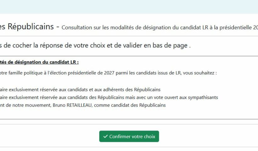 Le parti Les Républicains (LR) en pleine effervescence : les adhérents votent pour la méthode de désignation de leur candidat pour les élections présidentielles de 2027 ce week-end du 18 avril 2026